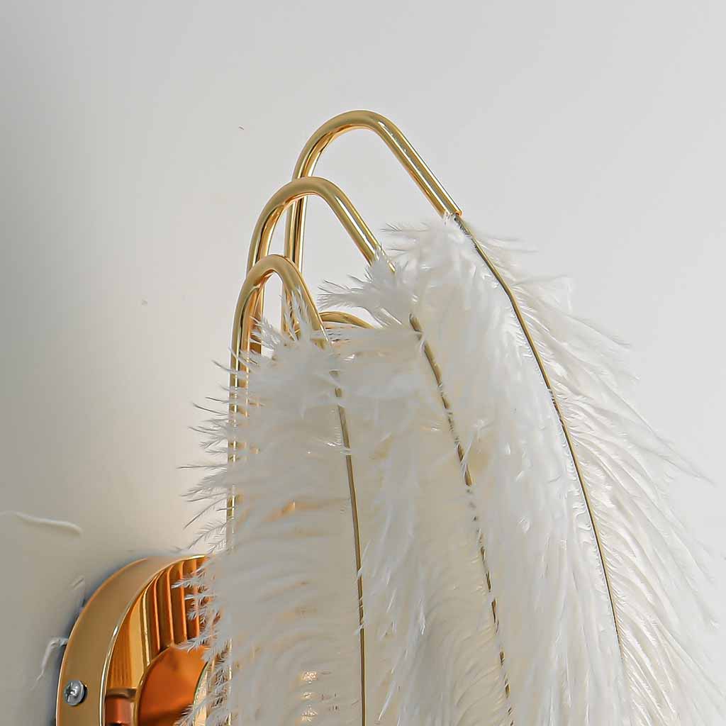 Ostrich Feather Wall Lamp Minimalist, White 4