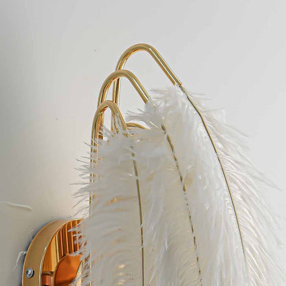 Ostrich Feather Wall Lamp Minimalist, White 4