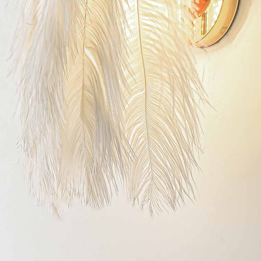 Ostrich Feather Wall Lamp Minimalist, White 5