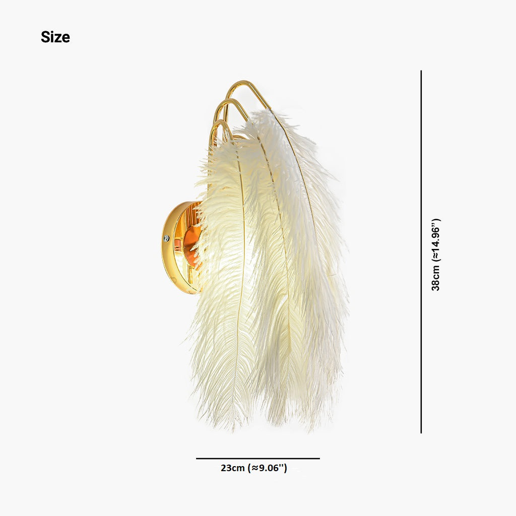 Ostrich Feather Wall Lamp Minimalist, White 6