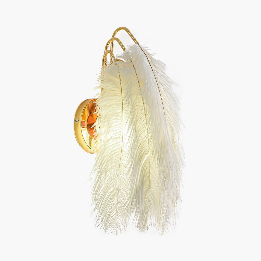 Ostrich Feather Wall Lamp Minimalist, White 0