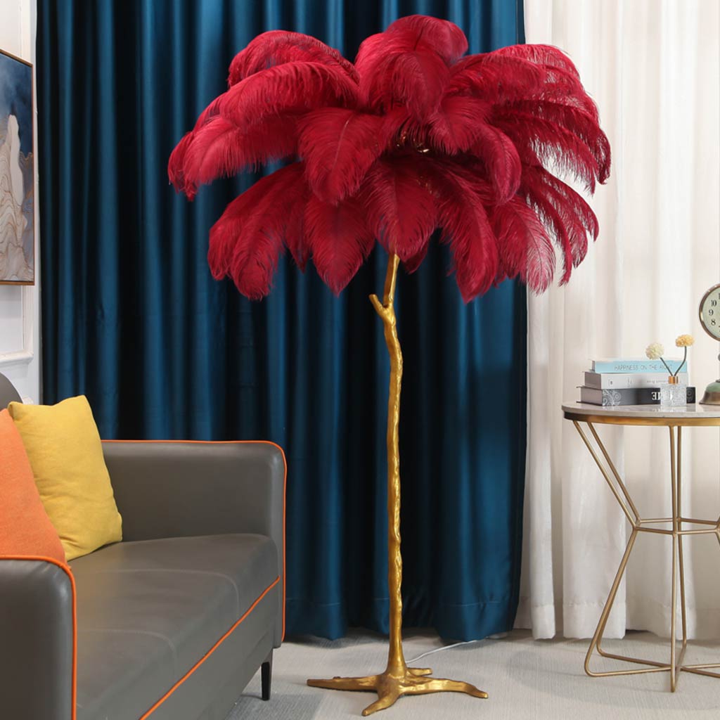 Luxury floor lamp with ostrich feathers, 16 colors/resin 8