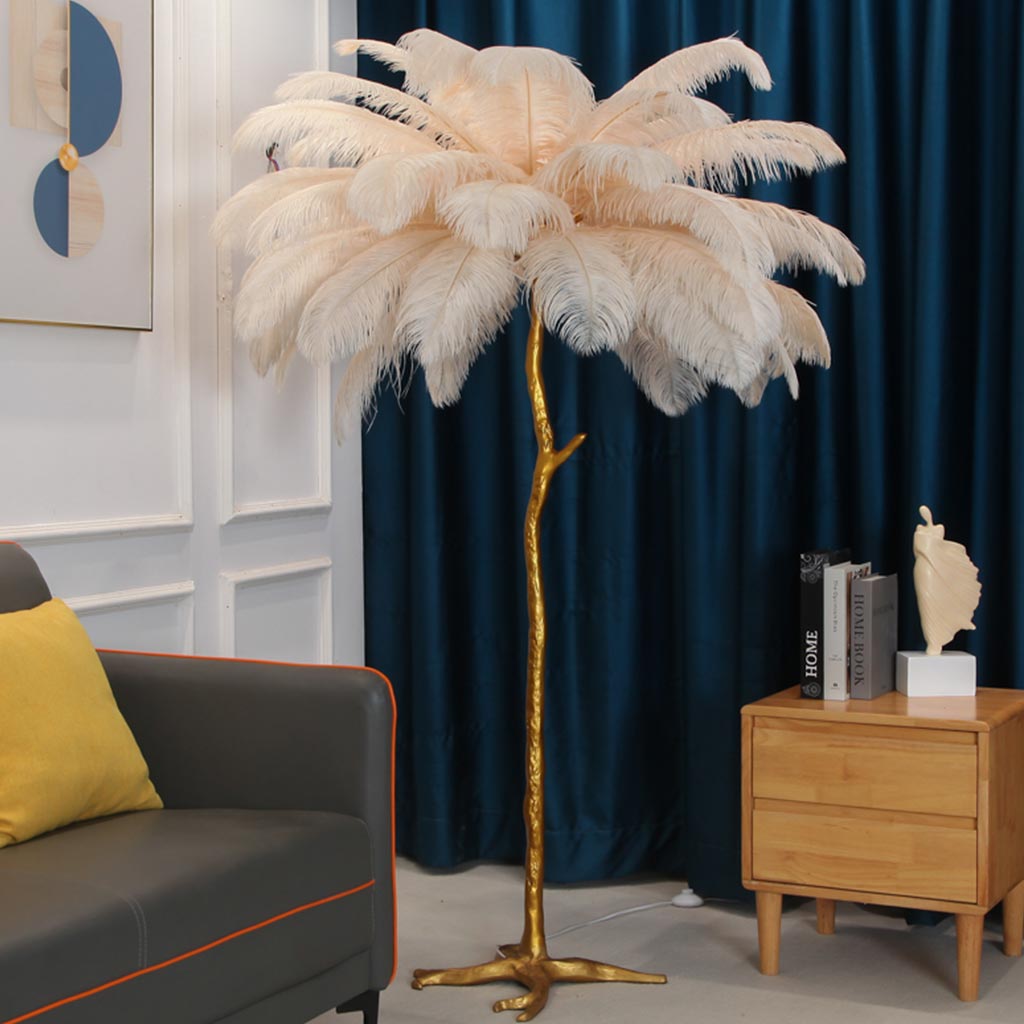 Luxury floor lamp with ostrich feathers, 16 colors/resin 9