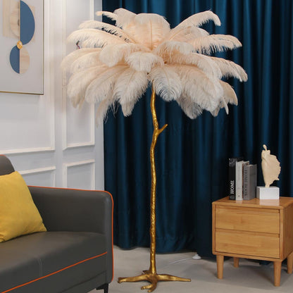 Luxury floor lamp with ostrich feathers, 16 colors/resin 9