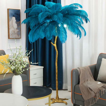 Luxury floor lamp with ostrich feathers, 16 colors/resin 10
