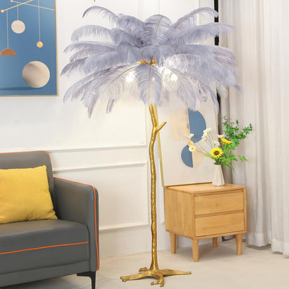Luxury floor lamp with ostrich feathers, 16 colors/resin 11