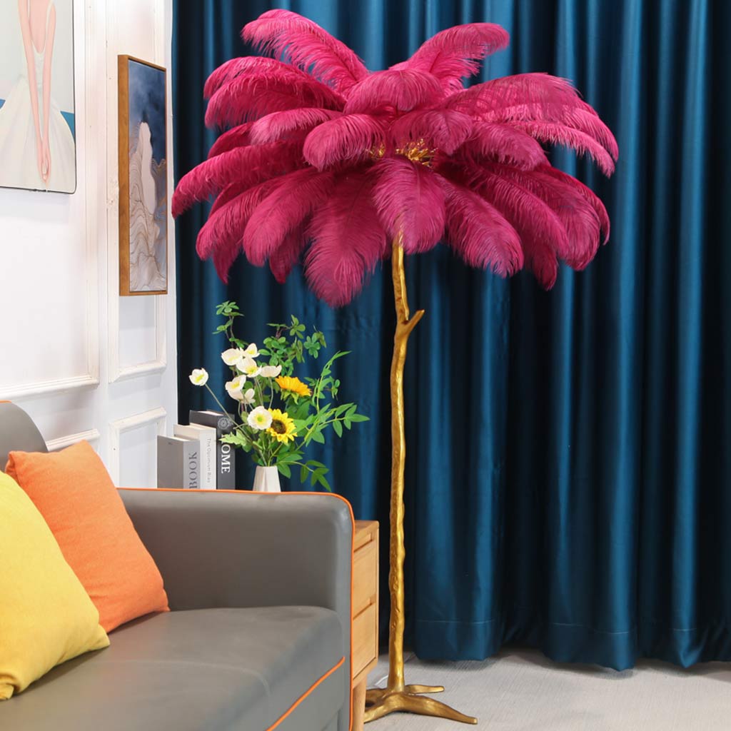 Luxury floor lamp with ostrich feathers, 16 colors/resin 12
