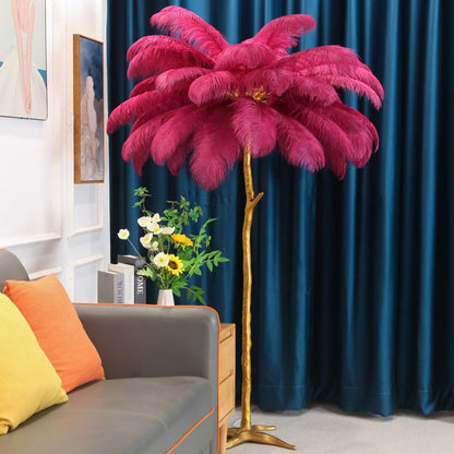 Luxury floor lamp with ostrich feathers, 16 colors/resin 12