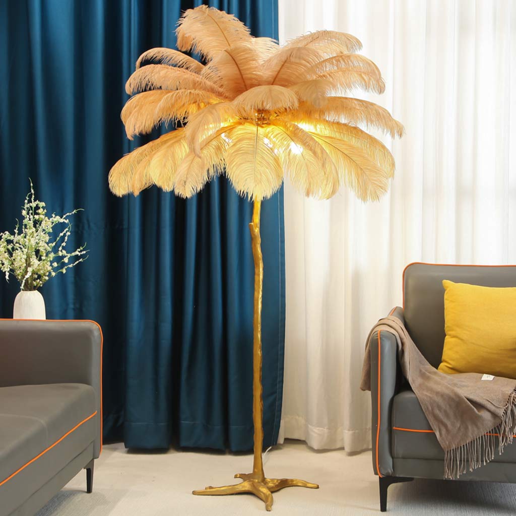 Luxury floor lamp with ostrich feathers, 16 colors/resin 14