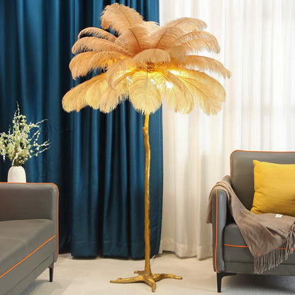 Luxury floor lamp with ostrich feathers, 16 colors/resin 14