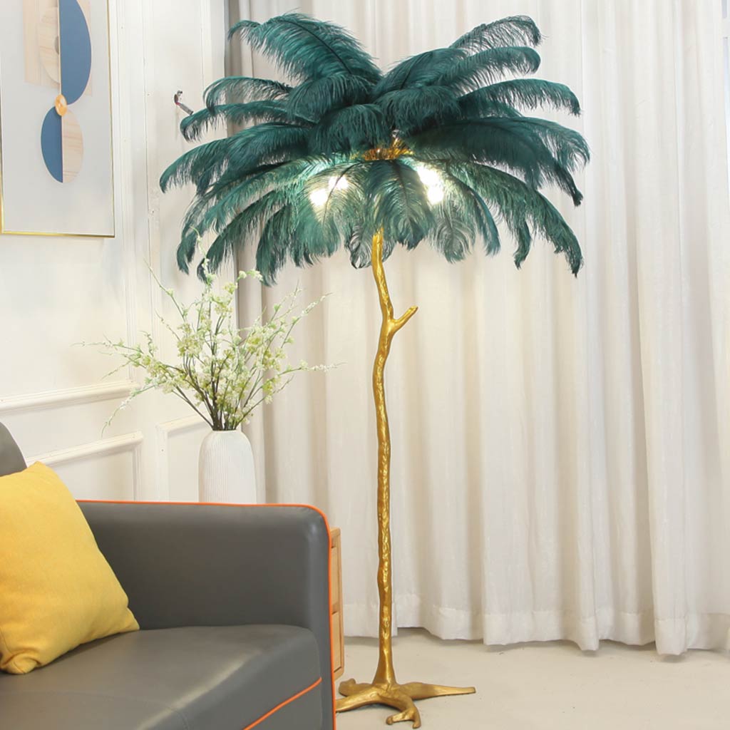 Luxury floor lamp with ostrich feathers, 16 colors/resin 16