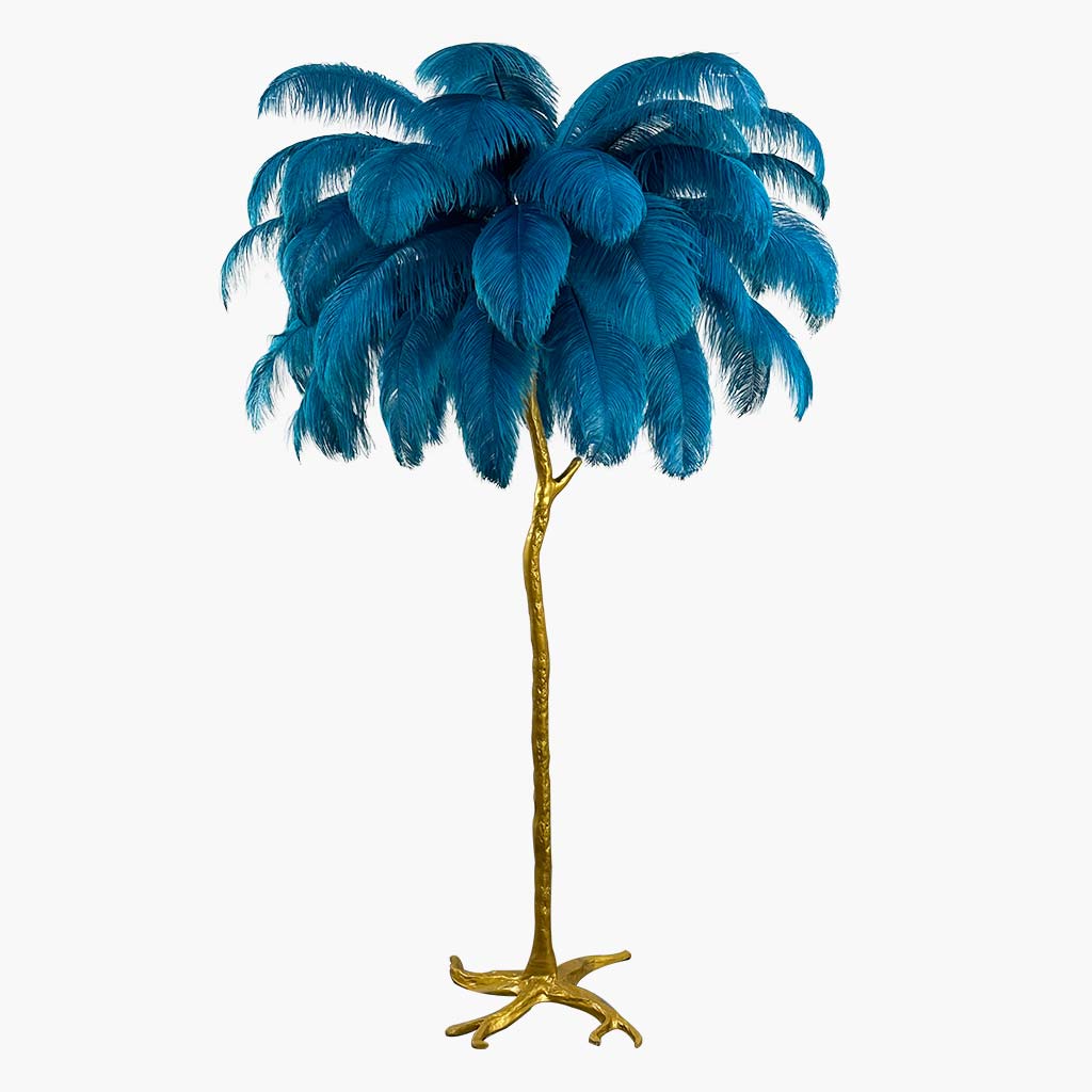 Luxury floor lamp with ostrich feathers, 16 colors/resin 1