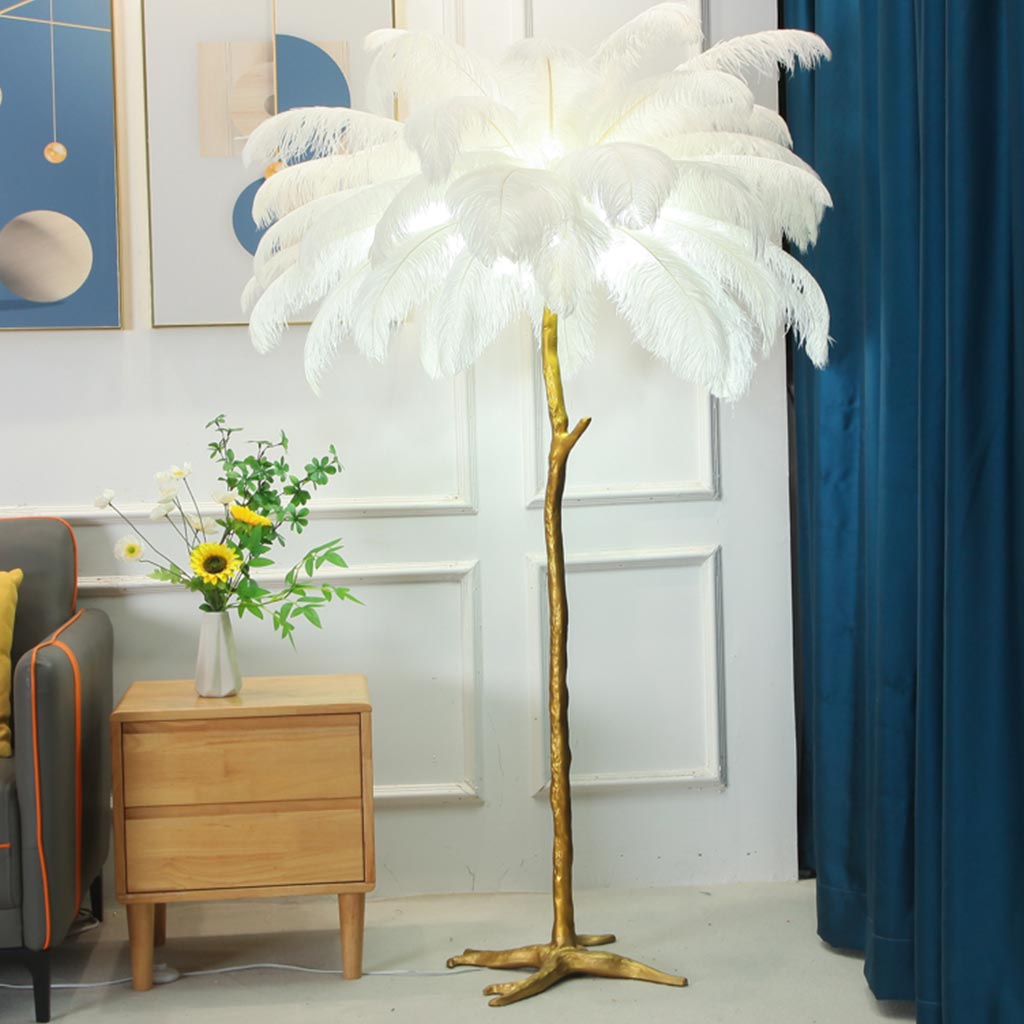 Luxury floor lamp with ostrich feathers, 16 colors/resin 0