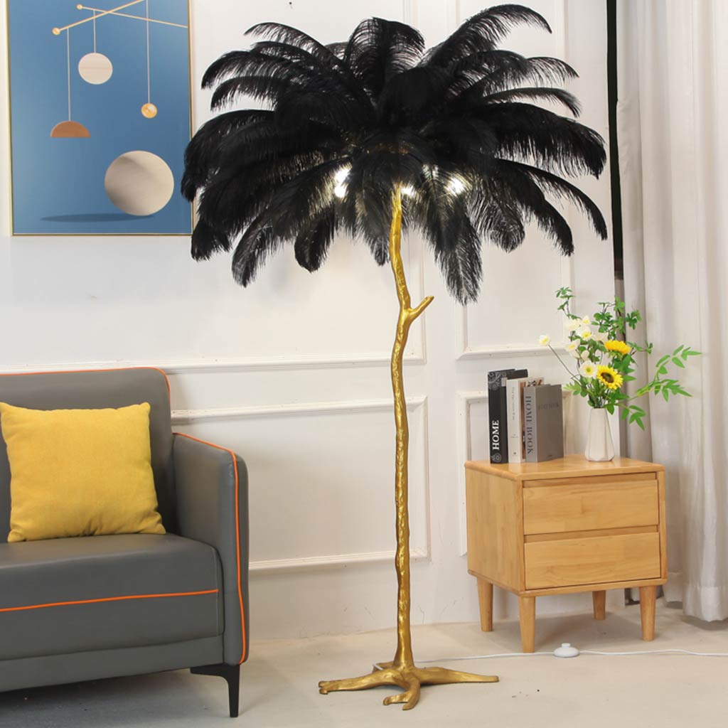Luxury floor lamp with ostrich feathers, 16 colors/resin 2