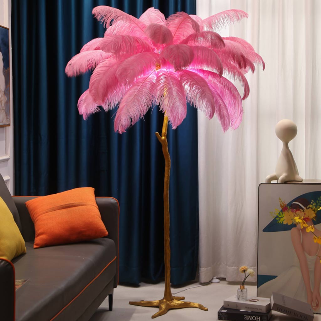 Luxury floor lamp with ostrich feathers, 16 colors/resin 3