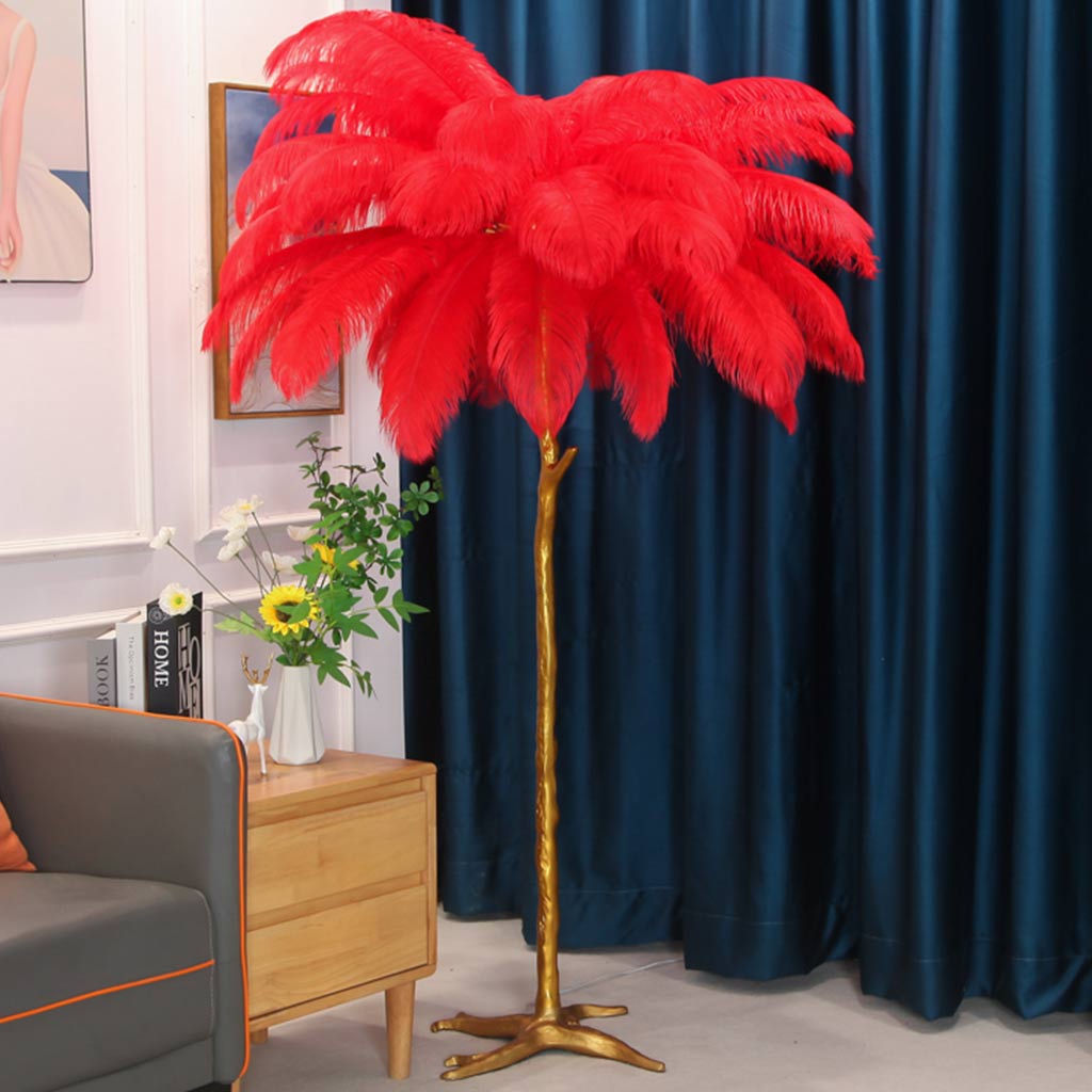 Luxury floor lamp with ostrich feathers, 16 colors/resin 4