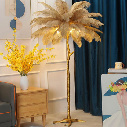 Luxury floor lamp with ostrich feathers, 16 colors/resin 5