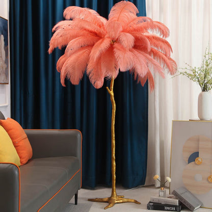 Luxury floor lamp with ostrich feathers, 16 colors/resin 6