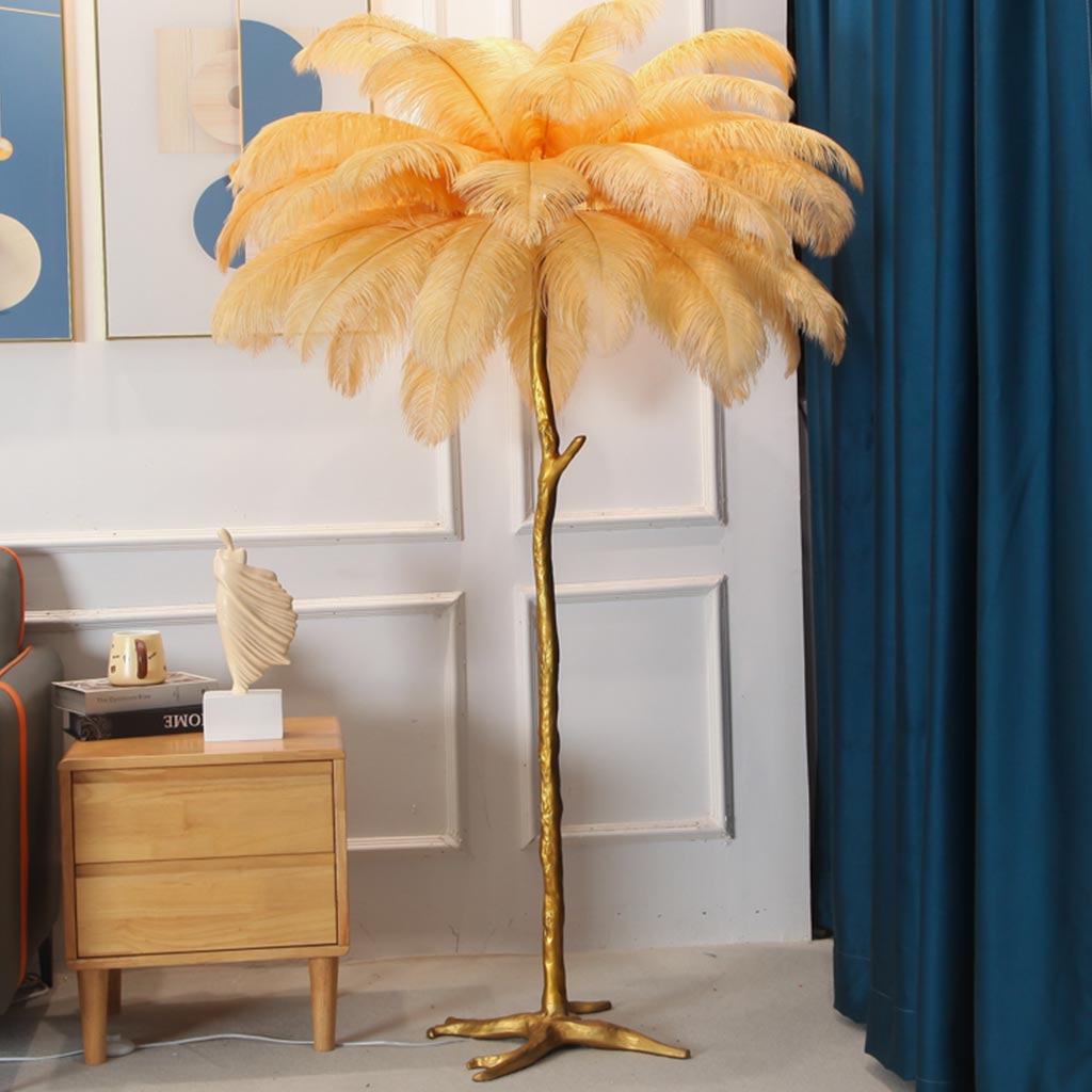 Luxury floor lamp with ostrich feathers, 16 colors/resin 7