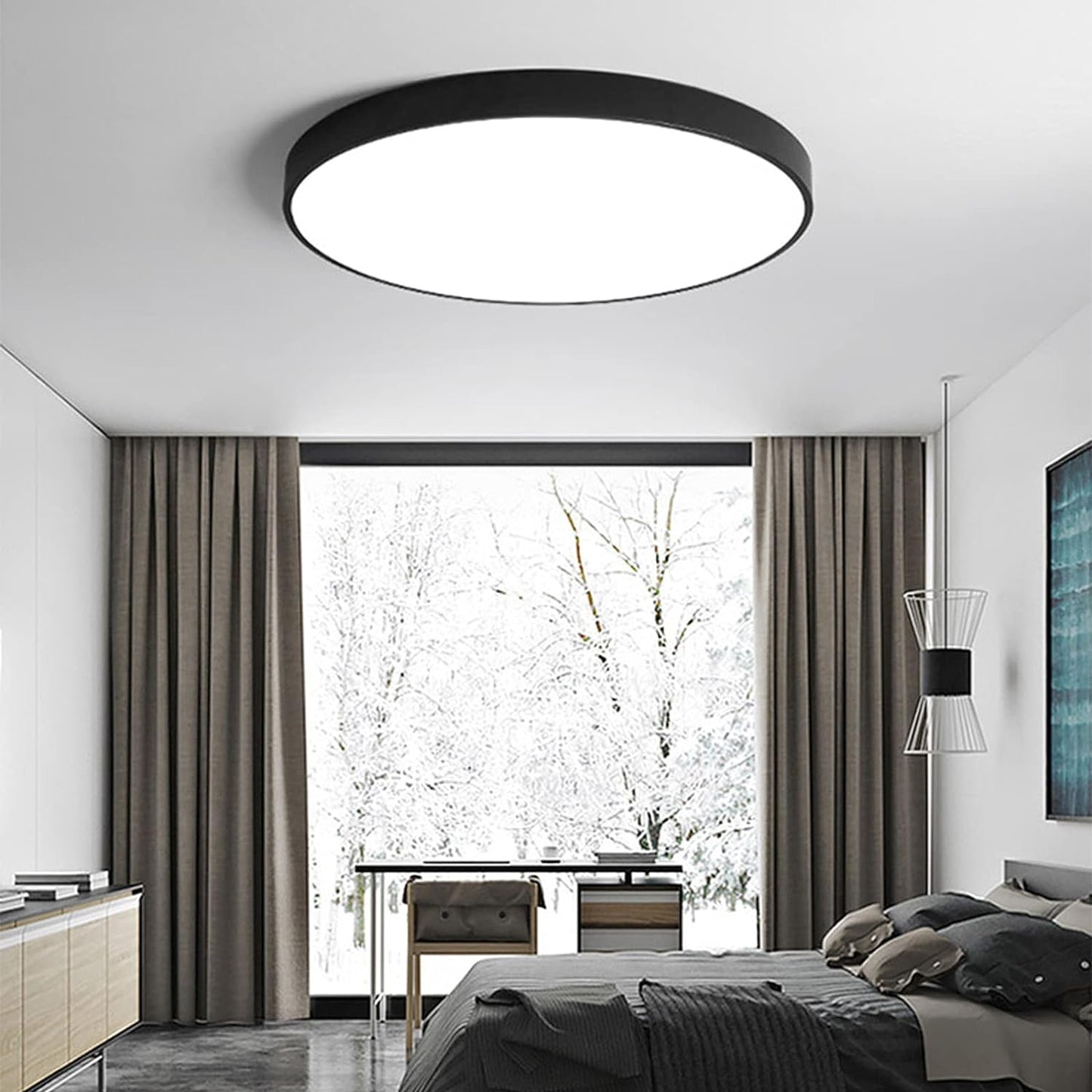 Elara Haus Sleek Round Ceiling Fixture - Modern LED Disk