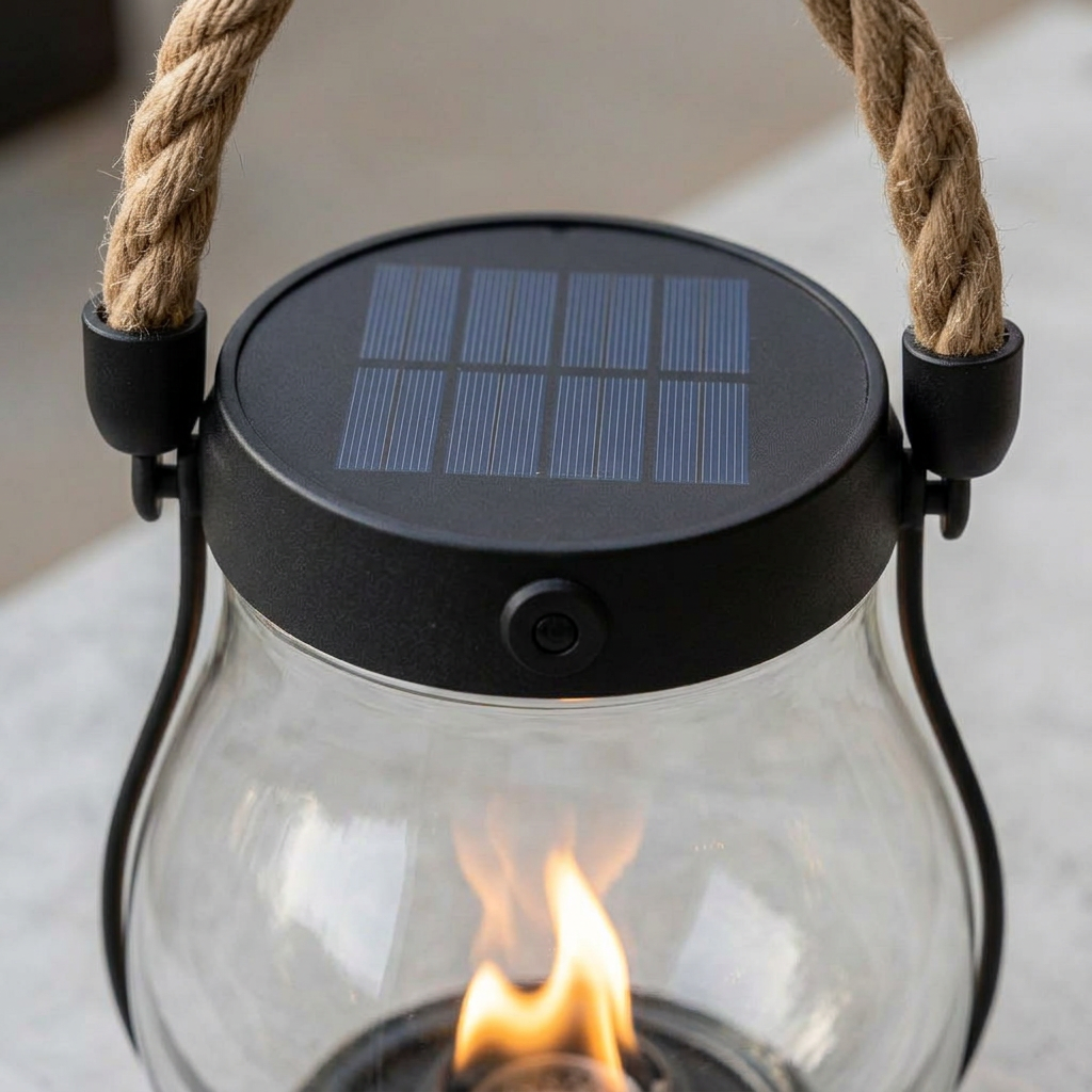 Elara Haus Solar Flame Effect Outdoor Tabletop Lantern