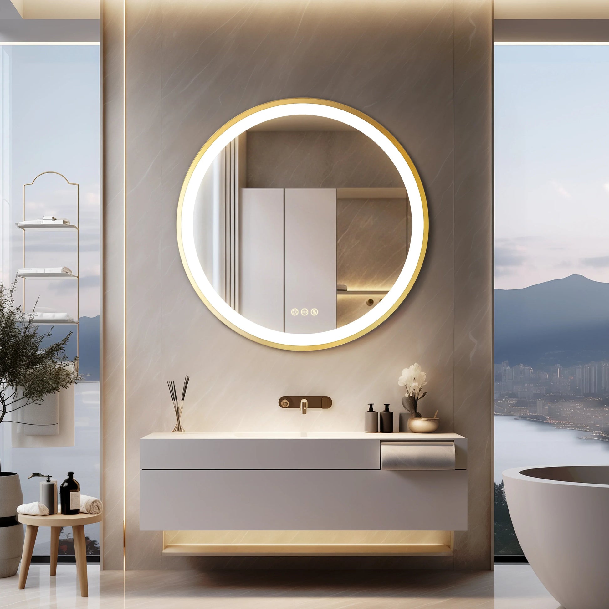 Round LED Mirror with Backlight and Touch Panel 1