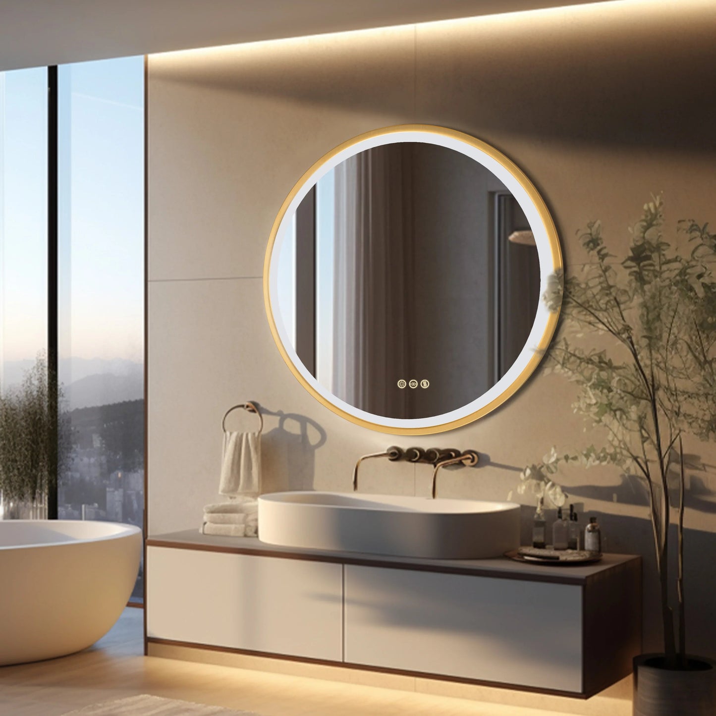 Round LED Mirror with Backlight and Touch Panel 2