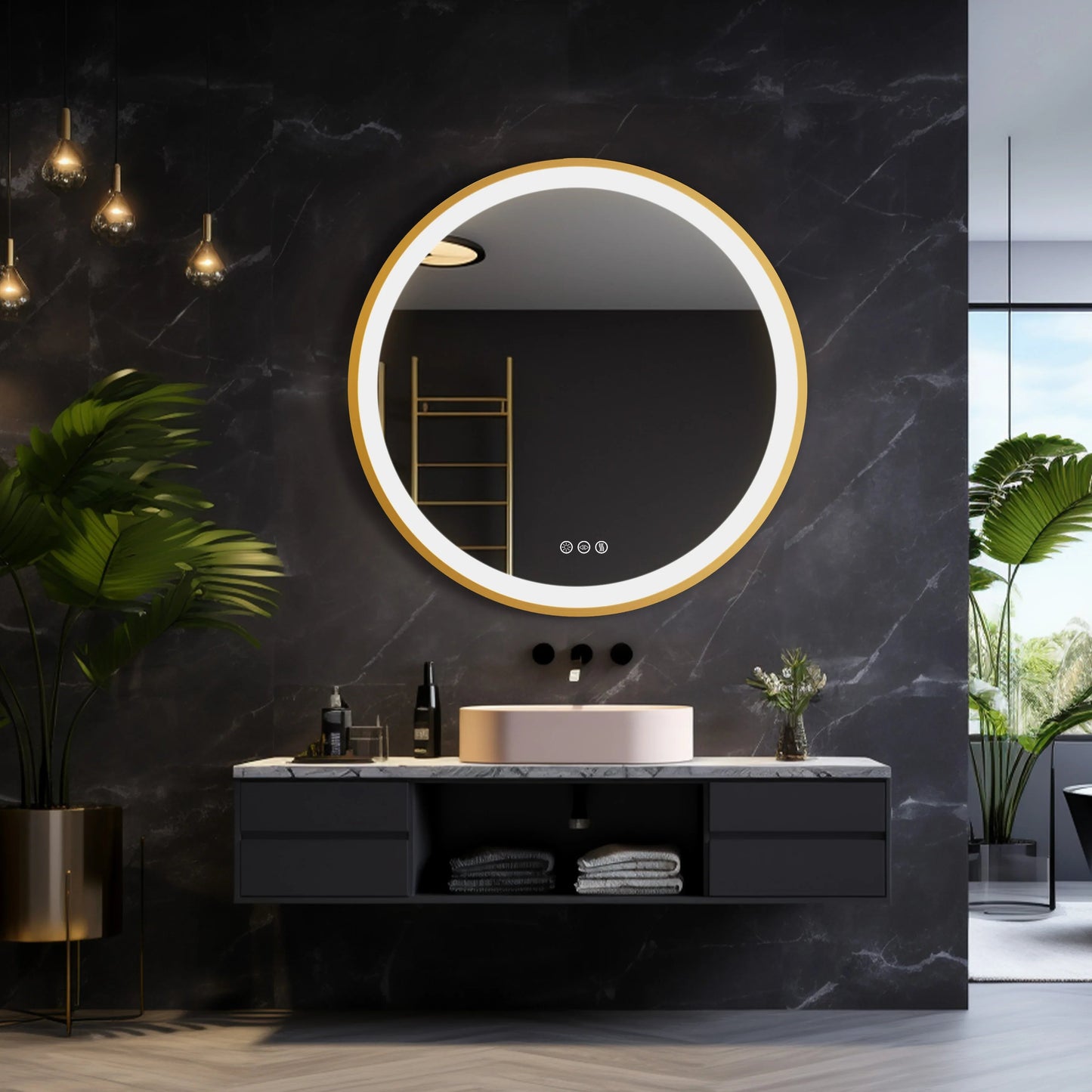 Round LED Mirror with Backlight and Touch Panel 3