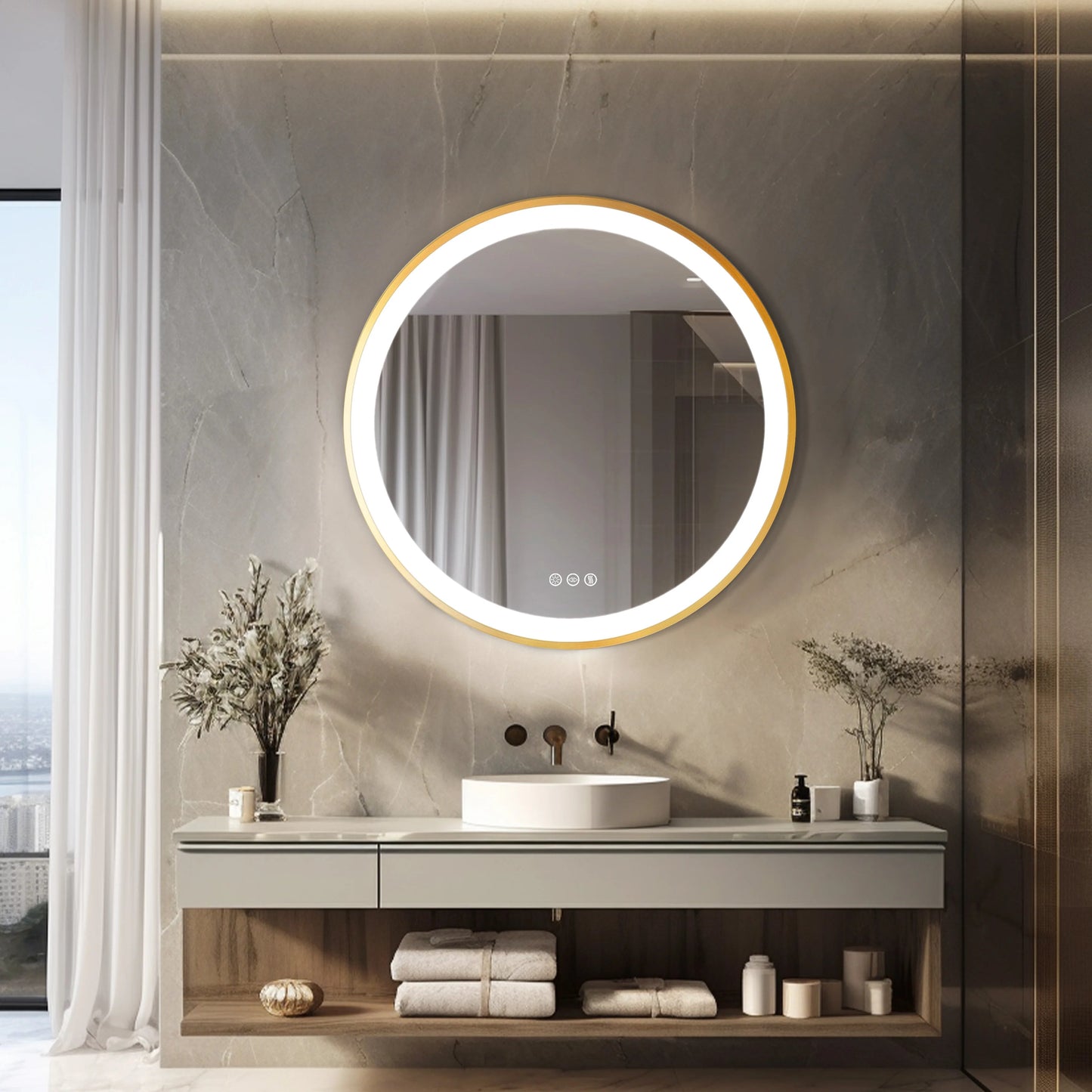 Round LED Mirror with Backlight and Touch Panel 4