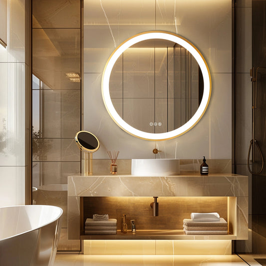 Round LED Mirror with Backlight and Touch Panel 0