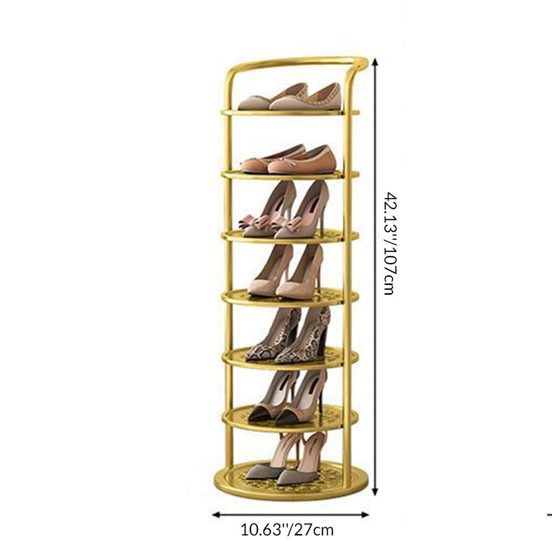 Modern Minimalist Round Iron Carbon Steel Shoe Storage 5/6/7/8-Tier For Entryways 6