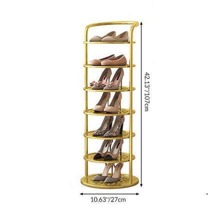 Modern Minimalist Round Iron Carbon Steel Shoe Storage 5/6/7/8-Tier For Entryways 6