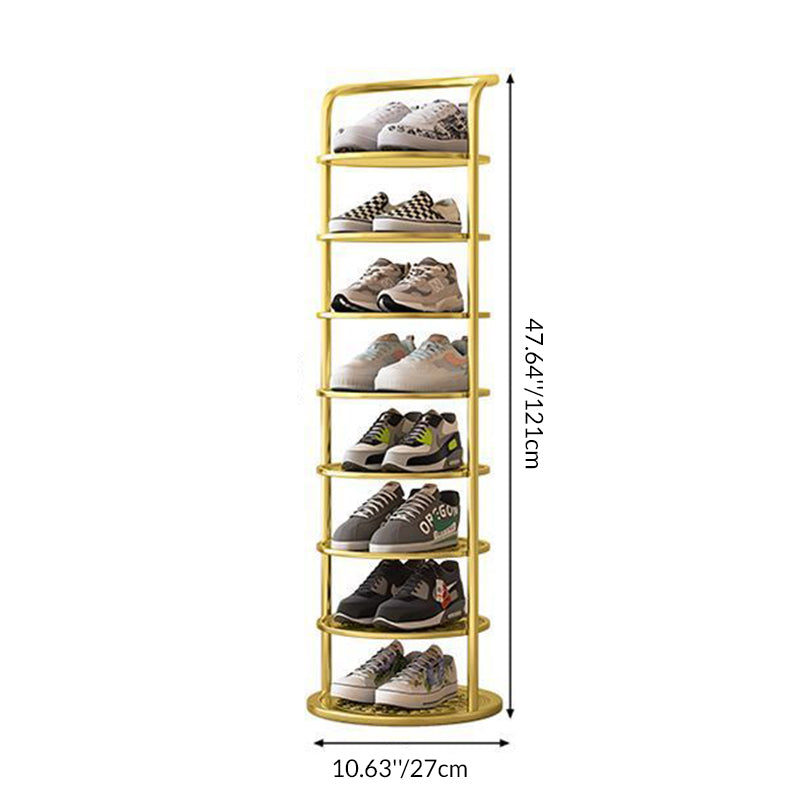 Modern Minimalist Round Iron Carbon Steel Shoe Storage 5/6/7/8-Tier For Entryways 7