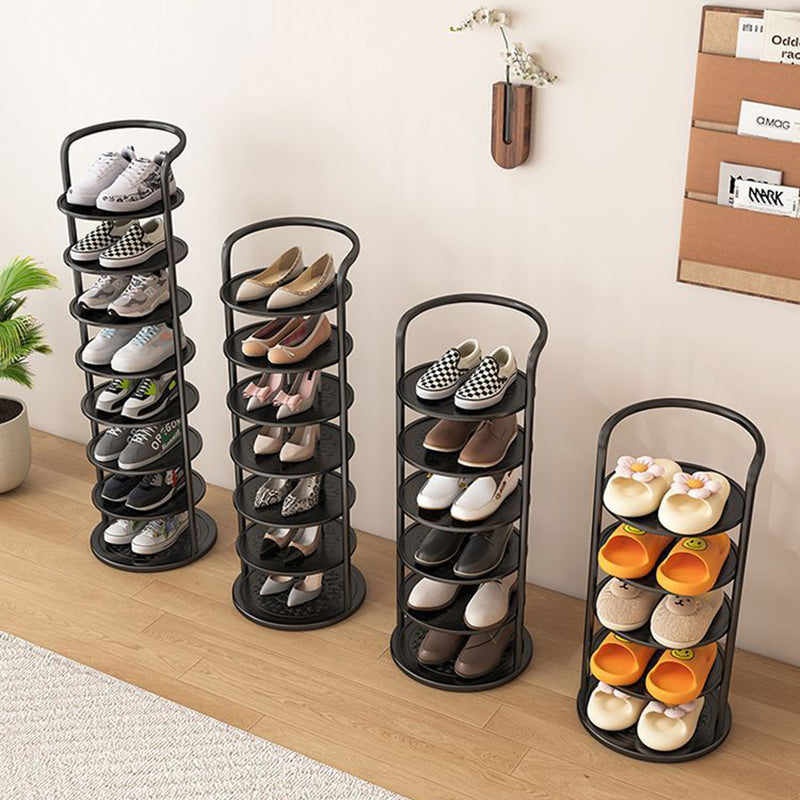 Modern Minimalist Round Iron Carbon Steel Shoe Storage 5/6/7/8-Tier For Entryways 8