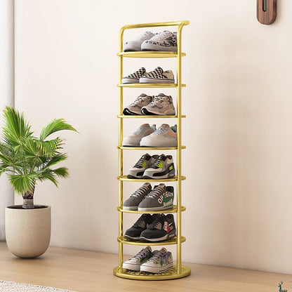 Modern Minimalist Round Iron Carbon Steel Shoe Storage 5/6/7/8-Tier For Entryways 1