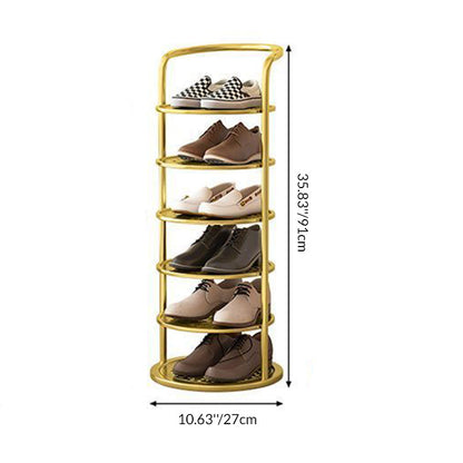Modern Minimalist Round Iron Carbon Steel Shoe Storage 5/6/7/8-Tier For Entryways 5