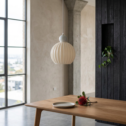 Elara Haus Spherical Fluted Glass Ceiling Light