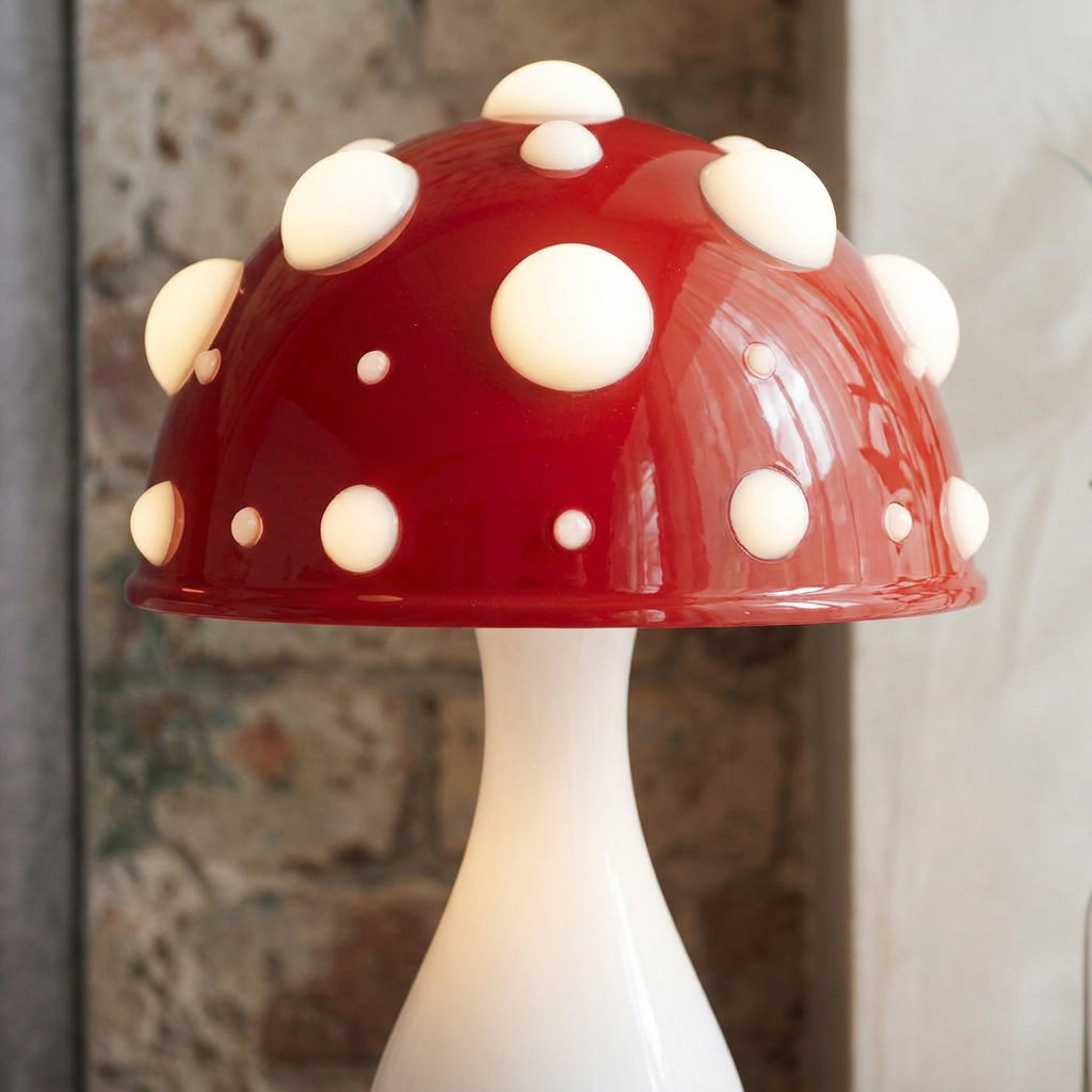 Elara Haus Spotted Mushroom Table Lamp