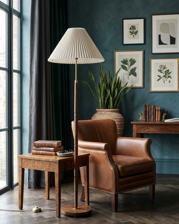 Flynn Pleated Walnut Floor Lamp 5