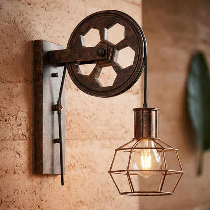 Elara Haus Steampunk Iron Filament Wall Lamp