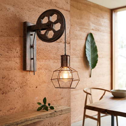 Elara Haus Steampunk Iron Filament Wall Lamp