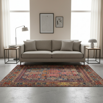 Elara Haus Stylish Heritage-Style Intricate Patterned Rug for Large Living Rooms