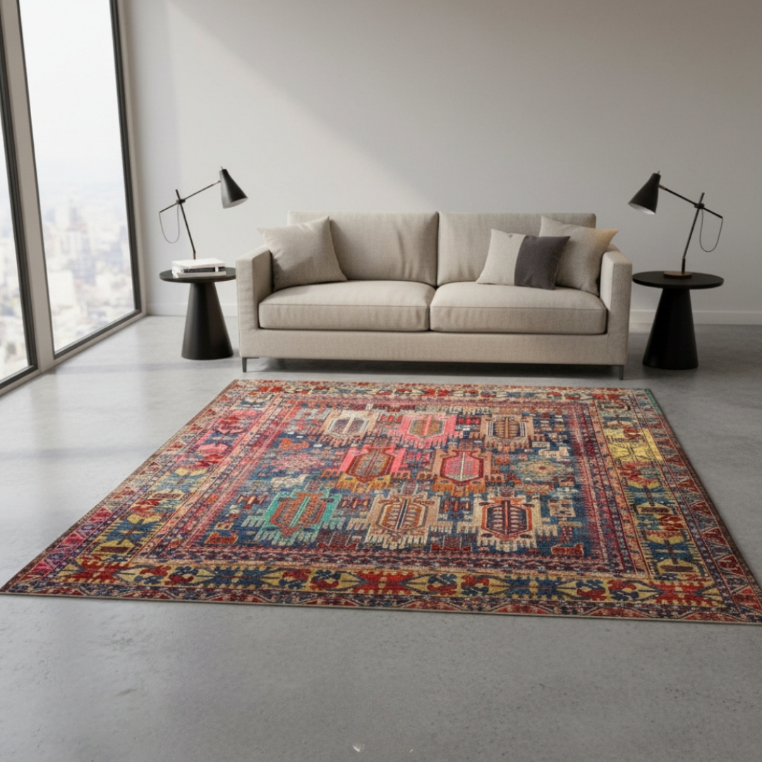 Elara Haus Stylish Heritage-Style Intricate Patterned Rug for Large Living Rooms