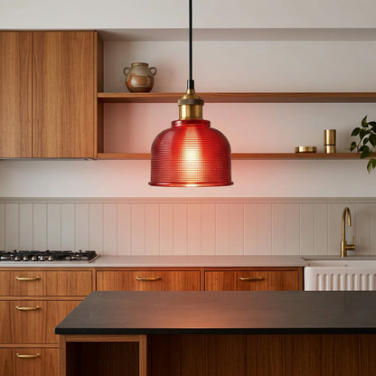 Elara Haus Stylish Mid-Century Brass & Glass Ceiling Light