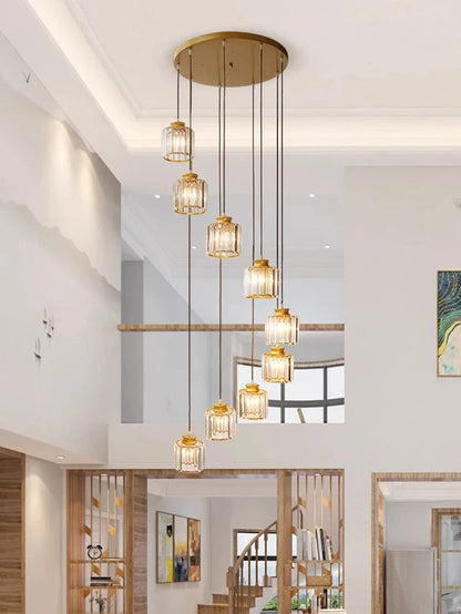 Long Glass Chandelier for Stairs and Hallway 9