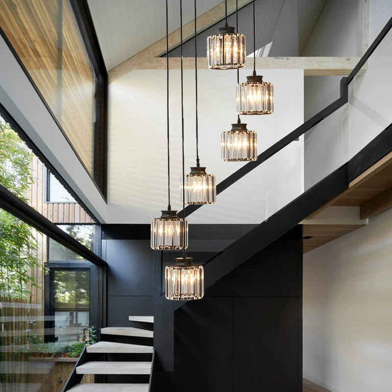 Long Glass Chandelier for Stairs and Hallway 0