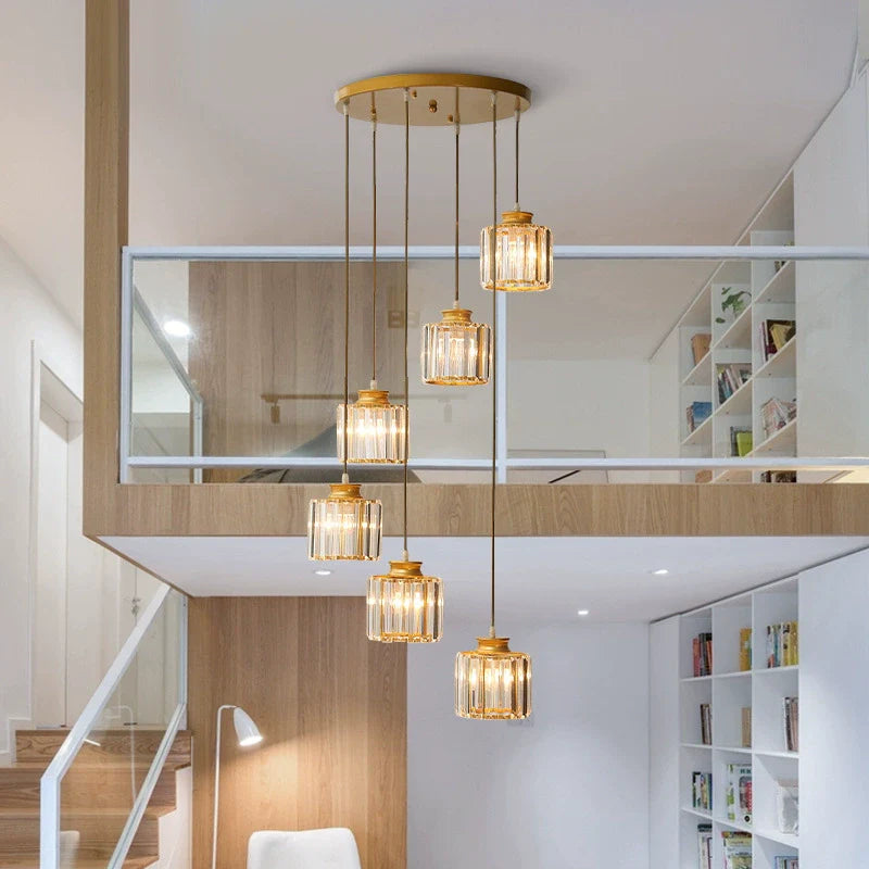 Long Glass Chandelier for Stairs and Hallway 1