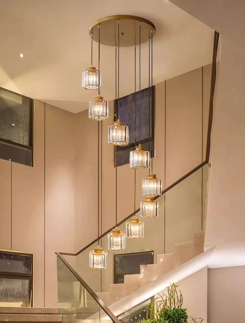 Long Glass Chandelier for Stairs and Hallway 3