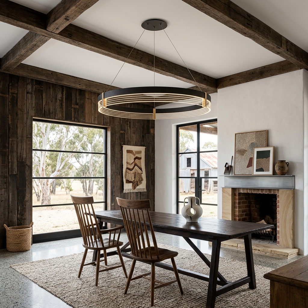 Elara Haus Stylish Nordic-Style Circular Chandelier – Minimalist Gold Accent Light