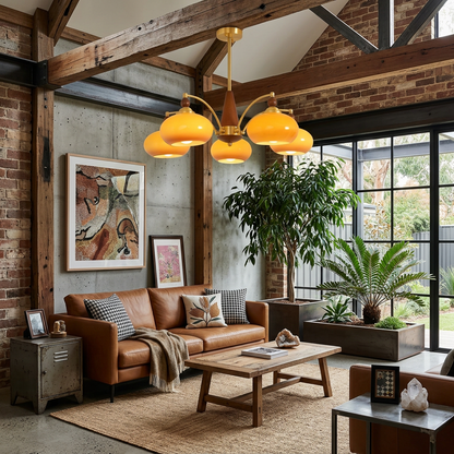 Elara Haus Stylish Nordic-Style Wood Chandelier – Minimalist Honey Glow